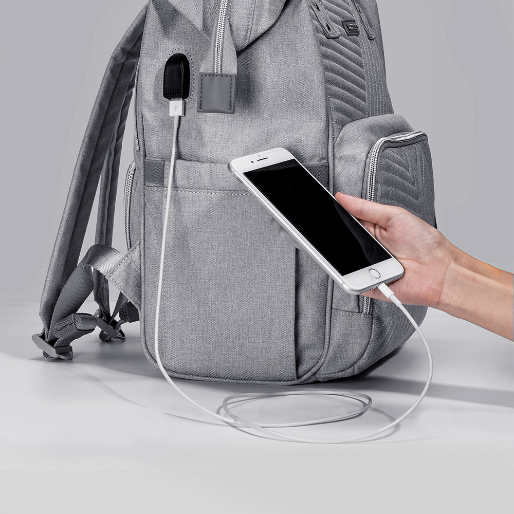 Waterproof Diaper Bag Backpack with USB Port & Stroller Straps | Multi-Compartment Organizer